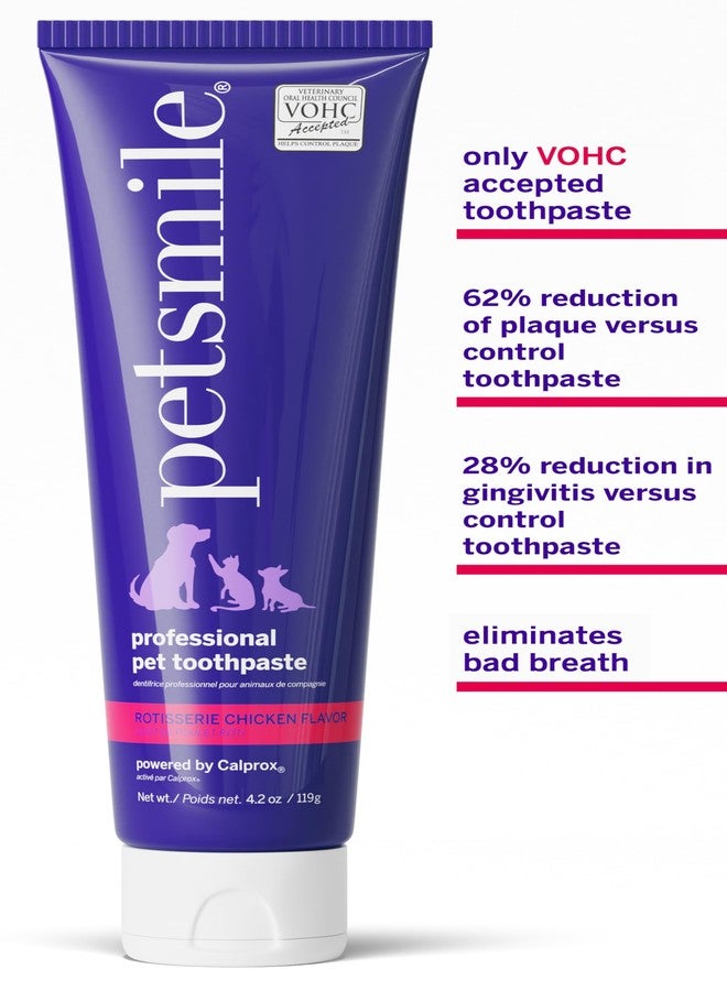 Petsmile Professional Pet Teeth Brushing Kit for Cats & Dogs - Only VOHC Accepted Toothpaste & Patented Toothbrush - Proven to Control Plaque & Tartar Calprox Formula (Rotisserie Chicken, 4.2 Oz) - Image 3